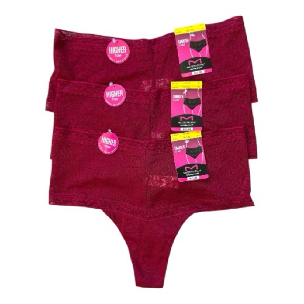 Maidenform Smooth It Out Lace Higher Rise Thong Lot Of 3 NEW